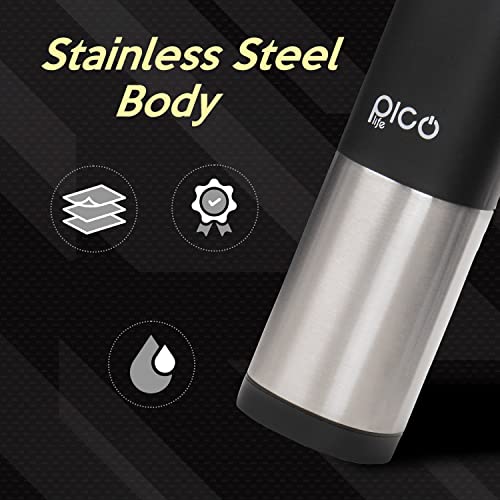 Picolife Portable Electric Pepper Mill - Coarseness Adjustable Stainless Steel Automatic Operation Grinder With Gravity Sensor & Blue Light, Battery Powered #TOP6