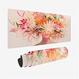 Blume Mauspad 1200 x 600 x 3mm Schreibtischunterlage Frau Mousepad mit Vernähte Kanten und rutschfeste Gummibasis, WassXerdicht XXL Mauspad PC Zubehör, Home Office Deko, Geschenke für Männer,Model224