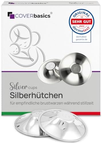 COVERbasics Silberhütchen Stillen - Stillhütchen aus Silber (XL) | Schutz für empfindliche & beanspruchte Brustwarzen während Stillzeit und Wochenbett, Medizinprodukt dermatologisc