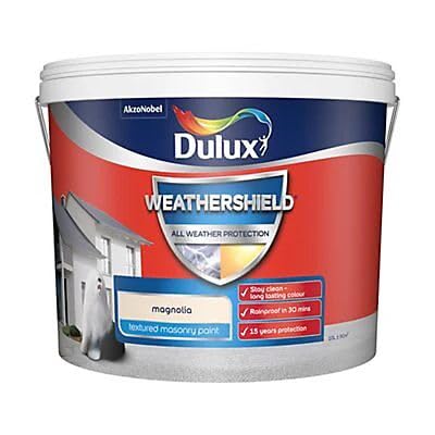 Dulux WPE Weathershield Textured Masonry Paint Magnolia 10L – Exterior Weatherproof Paint