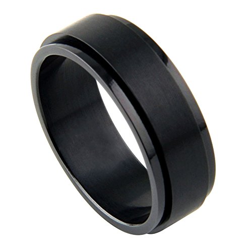 316L Black Stainless Steel Spinner Ring - Size 5