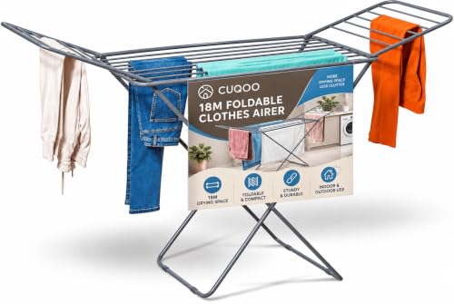 CUQOO Foldable Clothes Drying Rack Black