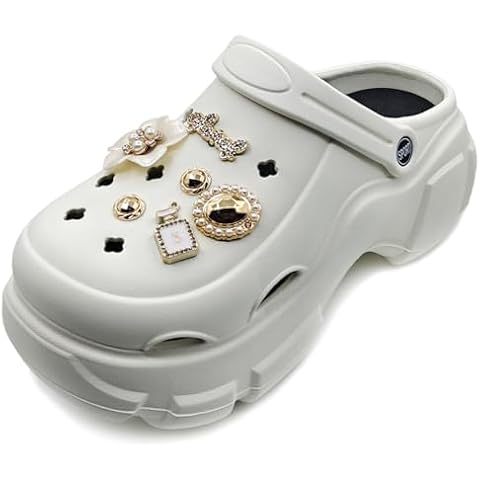 Solaud Women's Platform Clogs High Platform Clog Classic Comfortable Slip On Slide Garden Outdoor Beach Clogs Shoes White Cover