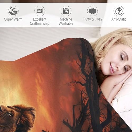 Couverture lion plaid en flannel, idée de cadeau idéale - 4