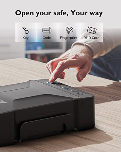 Ainiro Portable Gun Safes For Pistols - Gun Safe With Built-In Handle, Biometric Gun Safe For Handgun With Fingerprint, Keypad And Rfid Card, Pistol Safe For Truck, Travel, Beside Nightstand, Drawer #TOP2