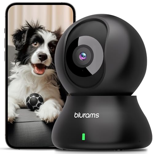 blurams Pet Camera 2K Black Indoor Camera Dog Camera 360 Home Security Camera 2.4g & 5g Night Vision Motion Tracking 2-Way Talk Cloud&SD APP Control Works with Alexa