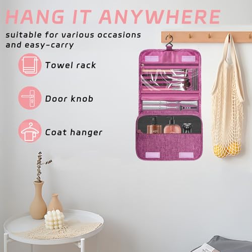 Image of Toiletry Bag Travel Bag with Hanging Hook for Women and Men,Purple