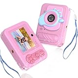 Kids Toy Camera Waterproof with 32GB Card, Fun Birthday Gift for Boys & Girls Ages 3+, 48MP 1080P HD Underwater Digital Camera, IP68 Shockproof – (Footprint Pink)