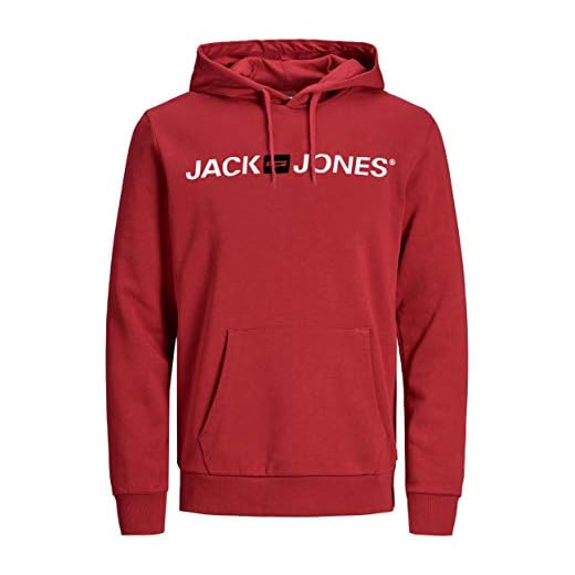 JACK & JONES Moda Hombre JJECORP Old Logo Sweat Hood 12137054, Rio Red/REG FIT, XL