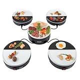 Chef's Dinnerparty - Raclette Grill blanco - Parrilla eléctrica - Parrilla interior y raclettes - Set gourmet para 4 a 5 personas - Libre de PFAS