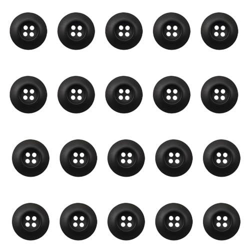 20PCS Black Resin Button 4 Hole 0.7 Inch Army Military Buttons Sewing Button for Pants Jacket Uniforms Bags Accessorie Army Military Buttons (Black, 28L=18MM)