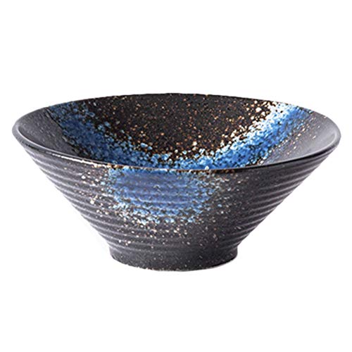 Uonlytech Bol à Ramen en Céramique Noire Pratique et Facile à Nettoyer de Style Japonerie Classique Bol à Soupe Maison Repas Quotidiens