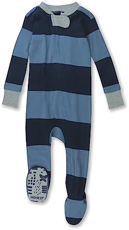 HonestBaby Non-Slip Footed Pajamas One-Piece Sleeper Jumpsuit Zip-Front PJs 100% Organic Cotton for Baby Boys