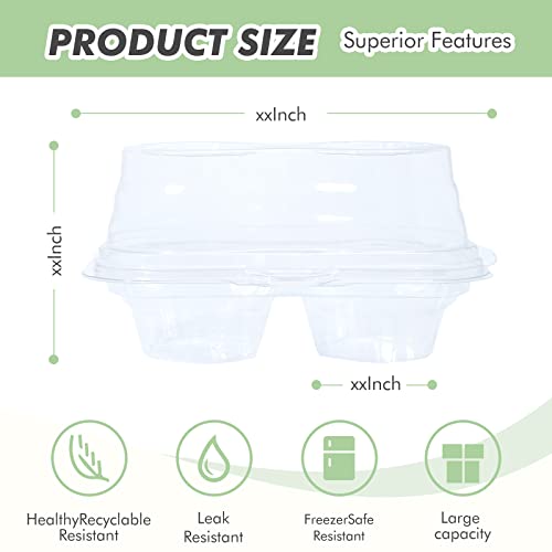 50 Pack 2-Compartment Plastic Cupcake Containers, Individual Cupcake Containers, Disposable Cupcake Holders With Lid, Muffin Salad Dessert Fruit Cupcake Carriers. #TOP1