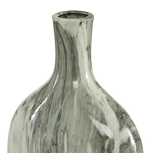 Deco 79 Ceramic Faux Marble Vase, Set Of 3 6"W, 13"H, Gray #TOP4