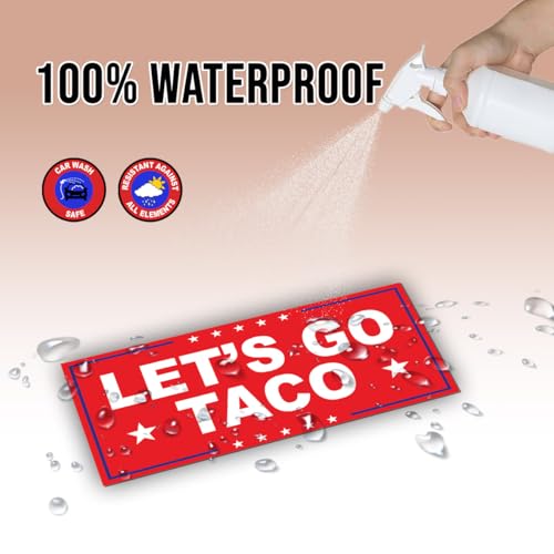 Image of Magnet Sticker Subtle Let's Go Taco Magnetic Anti Funny Leftist Feminist Social Justice Human Rights Red Magnet for Bumper, Refrigerator, Cruise Door, Car, Truck 7.5x3.75in