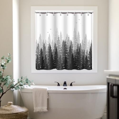 Ruelvth Grey Forest Shower Window Curtain for Bathroom 40x36 Inch