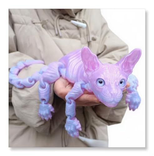 Image of 3D Mystic Guardian Cat Figurine - Colorful Realistic Design with Flexible Articulated Joints | Mystic Meow Collectible, Home Decor & Gift for Cat Lovers & Witchy Aesthetic Fans (Crystal Purple)