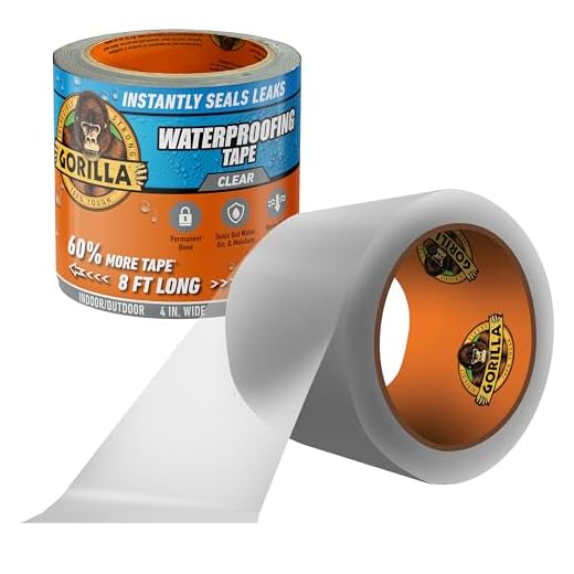 Gorilla Waterproof Patch & Seal Tape, 4" x 8', Clear, (Pack of 1)