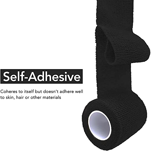 Risen Self Adhesive Bandage Wrap 6 Pack,2”x 5 Yards Medical Tape for Mother Day Gift, Gauze Rolls First Aid Vet Wrap Cohesive Bandages for Sports,Dogs Pet Animals & Ankle Sprains & Swelling(Black)