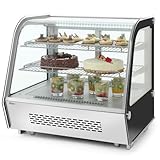 HENDI Kühlvitrine, Aufsatz, Kuchenvitrine, 2/6˚C, automatischer Abtauung, Inklusive 2 verchromten Fachböden, LED Beleuchtung in der Decke, 120L, 230V, 230W, 686x568x(H)696mm, Edelstahl