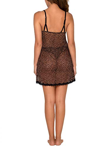 Smart & Sexy Women's Sheer Lace & Mesh Chemise, Classic Leopard, 3X #TOP2
