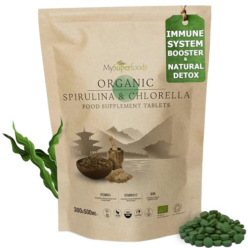 Spirulina & Chlorella Tablets | 5000mg per Serving | 300 Tablets | Organic | Immune Support & Natural Detox | MySuperfoods