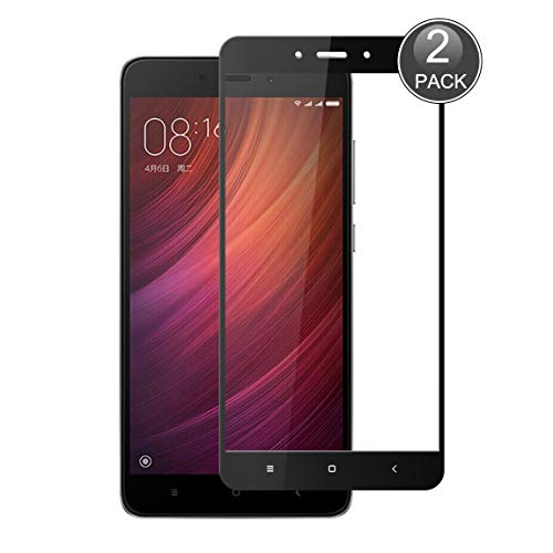 E Hamii Película Cobertura Completa Compatible con Redmi Note4[Negro],[Pantalla Completa Pegada][Antiarañazos] Cubierta Protectora Vidrio Templado Premium 9H Premium,para Redmi Note4