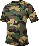 hoher Baumwollanteil Bundeswehr Tropen T-Shirt mit Deutschlandfahnen und Klettstreifen Farbe Woodland Größe 6 = M