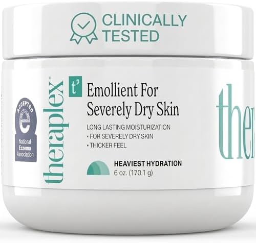 THERAPLEX Emollient Cream for Dry Skin - No Parabens or Preservatives, Noncomedogenic, Fragrance-free, Dermatologist Recommended - Long-lasting Moisturizing Cream and Heaviest Hydration (6 Oz)