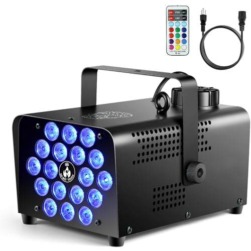 CZGOR Smoke Machine, Fog Machine 18 LEDs with Wireless Remote Control, 600W 2500CFM Fog with 13 Color Light, Portable Smoke Machine for Halloween Parties & Indoor/Outdoor Events