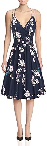 II ININ Women's Floral Beach Summer Sundress Spaghetti Wrap Casual Dresses with Pockets Midi Swing Dress(A-Floral08,M)
