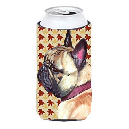 Caroline's Treasures LH9559TBC French Bulldog Frenchie Fall Leaves Tall Boy Hugger Can Cooler Sleeve Hugger Machine Washable Drink Sleeve Hugger Collapsible Insulator Beverage Insulated Holder