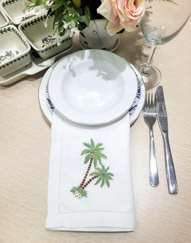 Servilletas de Tela Bordadas con Palma Algodón 20x20 6pzas miniatura 6