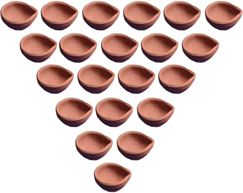 Diwali Puja Diye Clay Diya Handmade Earthenware Mitti Clay Diya for Pooja (51 Pieces, Brown)