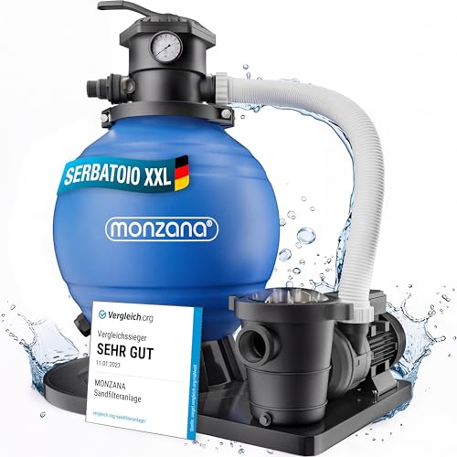 MONZANA® Pompa Filtro Piscina con Prefiltro Portata 15.900 l/h Sistema Filtraggio a Sabbia Depuratore per Piscine 60 L