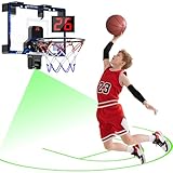 Hot Bee Basketballkorb Kinder Indoor mit Projektion Bewertung, Mini Basketballkorb fürs Zimmer, Basketball Geschenke 8 9 10 11 12 13 Jahre Junge