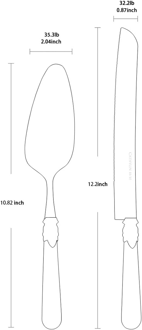 Wedding Cake Knife and Serve Set, Fancy Hand Craft Italian Style Design, Pearl Pie Knife Server Set, Vintage Silverware,Cake Cutter Set, Cake Knife Gift Set, 2 pcs (champagne)