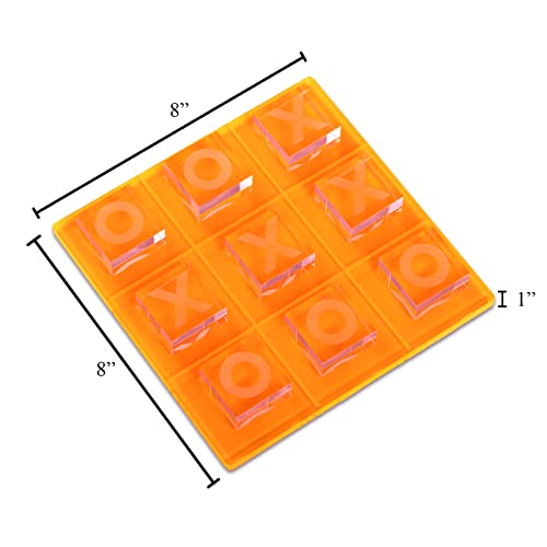 Juego de Tic Tac Toe acrílico color naranja 8x8 pulgadas miniatura 3