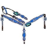 MOUSM Western Leather Headstall and Breast Collar Set