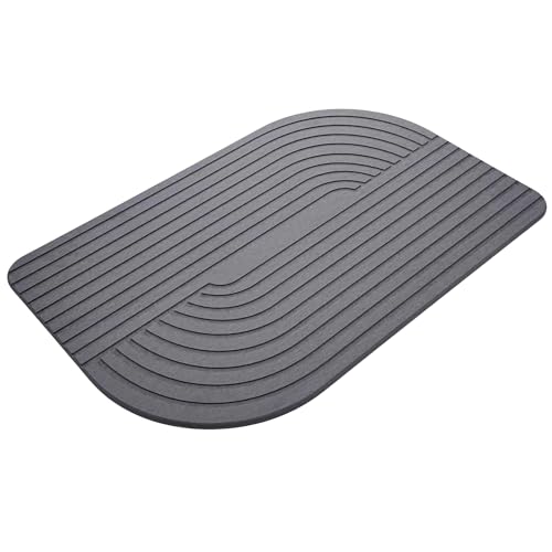Alfombrilla Baño Diatomita Rígida 39x60 – Alfombra Baño Secado Rápido Superabsorbente y Antideslizante, Escurreplatos Diatomita / Stone Drying Mat Kitchen – Accesorios para Bañera de Lujo (Gris)