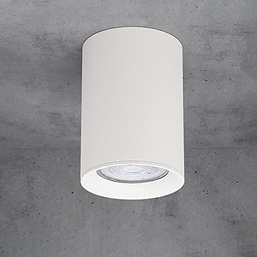 Preisvergleich Produktbild Aufbauleuchte Aufbaustrahler Aufputz MALMO (rund, weiss) GU10 Fassung 230V Deckenleuchte Strahler Deckenlampe Würfelleuchte CUBE Kronleuchter aus Aluminium Spot - ohne Leuchtmittel