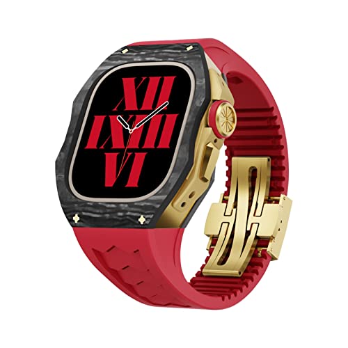 jeraland 49mm �J�[�{���t�@�C�o�[�P�[�X �t�b�f�S�� �o���h �����L�b�g Apple Watch�p �E���g�����O�W���A���[ �t�b�f �X�g���b�v �J�o�[�Z�b�g iWatch Ultra�p(�J���[:���b�h�A�T�C�Y:49mm Ultra�p)