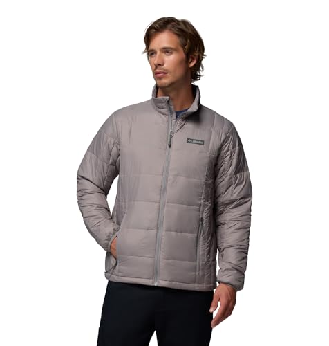Columbia - Chaqueta con capucha para hombre modelo Voodoo Falls 590 TurboDown II, Gris claro, Grande