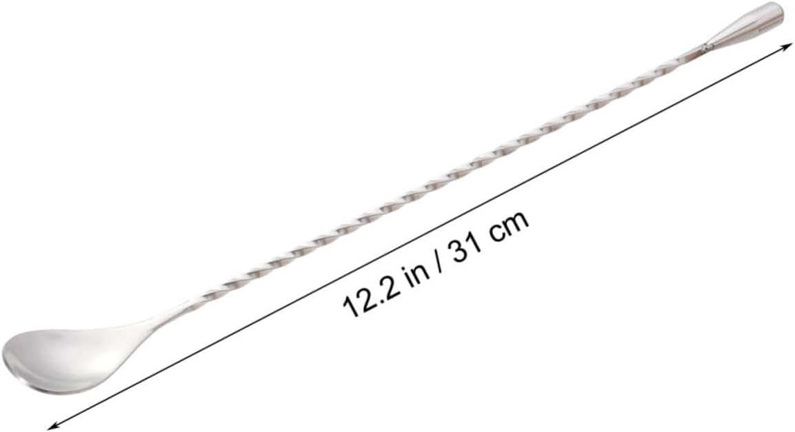 Stainless Steel Cocktail Swizzle Stick, Twisted Bar Spoon for Bartender