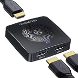 【Ultra Alta Resolución 4K@60Hz】 El HDMI splitter admite Full HDR hasta 4K 3840x2160 3D. Basado en el protocolo HDCP 2.2, ofrece Imágenes claras, detalles de color vívido, audio estéreo completo. (para alcanzar la resolución ideal, la longitud del cable de entrada y salida debe ser inferior a 6m en total)