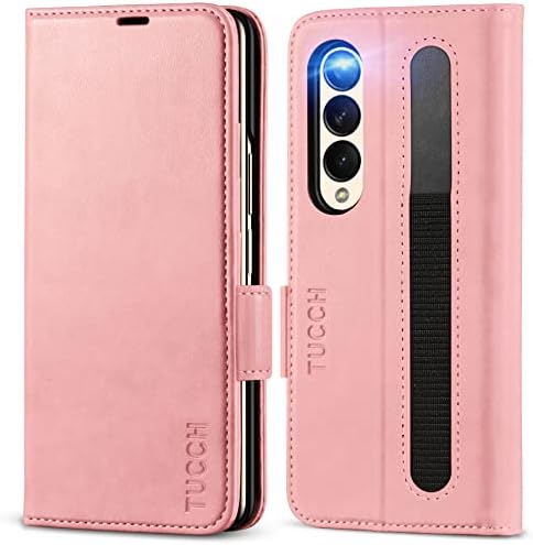 TUCCH Case for Galaxy Z Fold 4 (7.6") 2022 5G, PU Leather Wallet Cover with S Pen Holder[RFID Blocking][Kickstand][Card Slot][Durable PC Shell], Protective Folio Compatible with Galaxy Z Fold4, Black