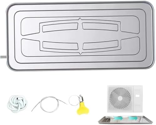 Durable Stainless Steel AC Drip Pan - Water Collector for Window Air Conditioner, Outdoor HVAC Condensate Tray, Essential Drain Kit Accessory,84x38x3cm-Hose10m