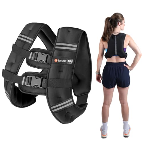 Body Sport Weighted Vest, 20 lb. - Adjustable Fitness Vest for Strength Training, Running, Walking, and Endurance Workouts