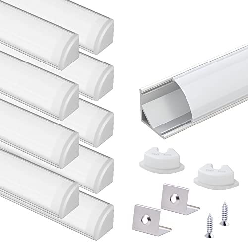 VST 10pack 3.3ft LED Channel, V Shape Led Diffuser Channel, LED Aluminum Channel System with Milky Cover, End Caps and Mounting Clips, Aluminum Profile for LED Strip Light Very Easy Installation